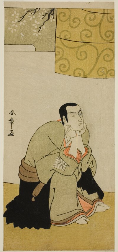 O ator Ichikawa Monnosuke II como monge budista na peça Edo no Hana Mimasu Soga, apresentada no Teatro Nakamura no quarto mês, 1783 de Katsukawa Shunsho