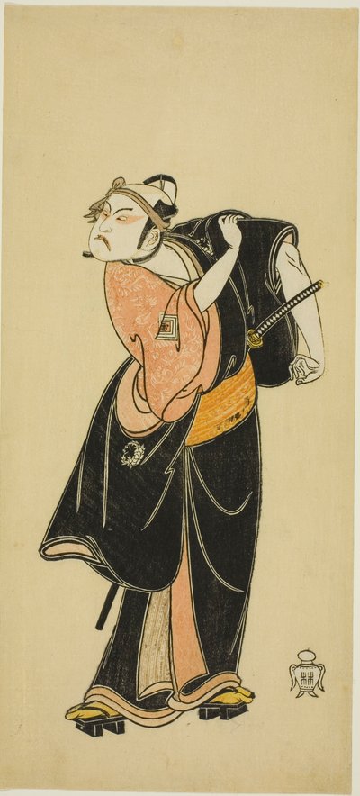 Ator Ichikawa Raizo I como Hanakapado no Sukeroku na peça "Hitokidori Harutsuge Soga" de Katsukawa Shunsho