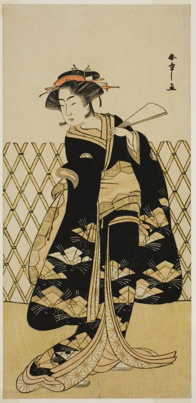 O ator Iwai Hanshiro IV como Mitsuogiya Usukumo na peça Shida Choja-bashira, apresentada no Teatro Nakamura no oitavo mês de 1781 de Katsukawa Shunsho