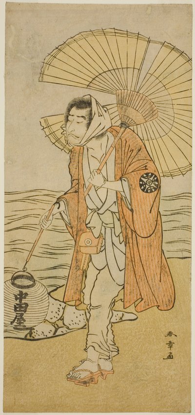 O ator Nakamura Nakazo I como o monge renegado Dainichibo na peça Edo Meisho Midori Soga, apresentada no Teatro Morita no primeiro mês, 1779 de Katsukawa Shunsho