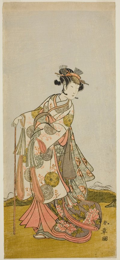 O ator Nakamura Noshio I como Princesa Usuyuki (Usuyuki Hime) na peça "Shin Usuyuki Monogatari", apresentada no Teatro Morita no quinto mês de 1774 de Katsukawa Shunsho