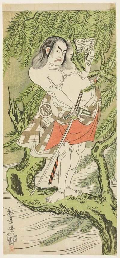 O ator Nakamura Sukegoro II no papel de um plebeu cavalheiresco (otokodate) de Katsukawa Shunsho