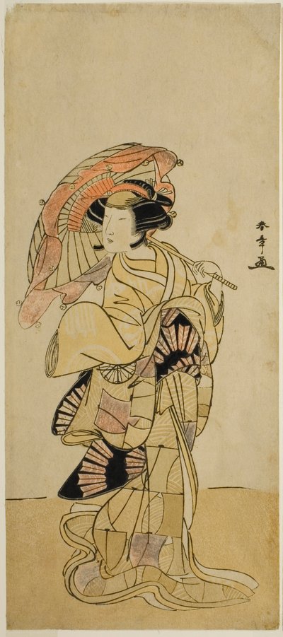 O Ator Nakamura Tomijuro I como Raposa Fêmea do Monte Ubagadake na Peça Chigo Torii Tobiiri Kitsune, Realizada no Teatro Ichimura no Décimo Primeiro Mês, 1777 de Katsukawa Shunsho