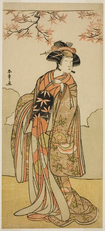 O Ator Osagawa Tsuneyo II como Onoe no Mae no Play Date Nishiki Tsui no Yumitori, realizado no Teatro Morita no décimo primeiro mês de 1778 de Katsukawa Shunsho