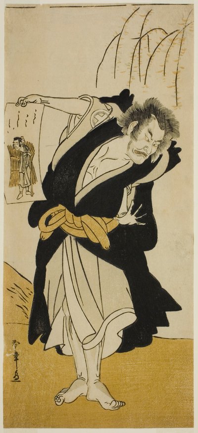 Otani Hiroemon III como o Monge Renegado Dainichibo na Peça Tsukisenu Haru Hagoromo Soga, apresentada no Teatro Ichimura no Terceiro Mês, de Katsukawa Shunsho