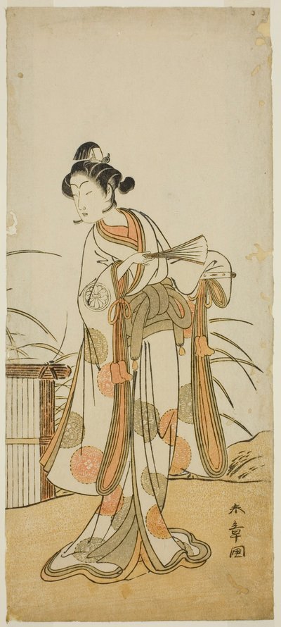 O ator Segawa Kikunojo III como Aigo no Waka na peça Chigo Sakura Jusan Kane, realizada no Teatro Ichimura no décimo primeiro mês de 1774 de Katsukawa Shunsho
