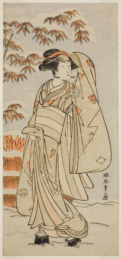 Ator Segawa Kikunojo III em um papel não identificado de Katsukawa Shunsho