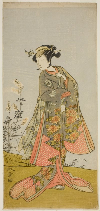 O ator Segawa Yujiro I em um papel não identificado de Katsukawa Shunsho