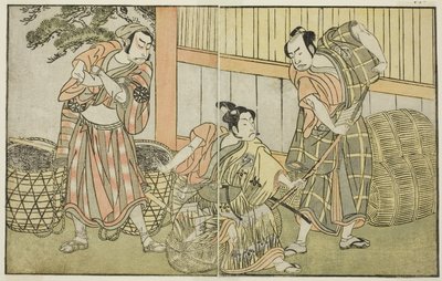 A peça Kuni no Hana Ono no Itsumoji, representada no Teatro Nakamura no décimo primeiro mês, c.1772 (xilogravura) de Katsukawa Shunsho
