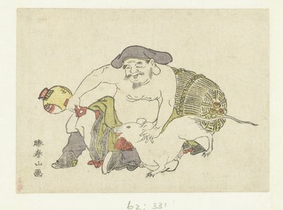 Daikoku e a sua ratazana de Katsukawa Shunzan