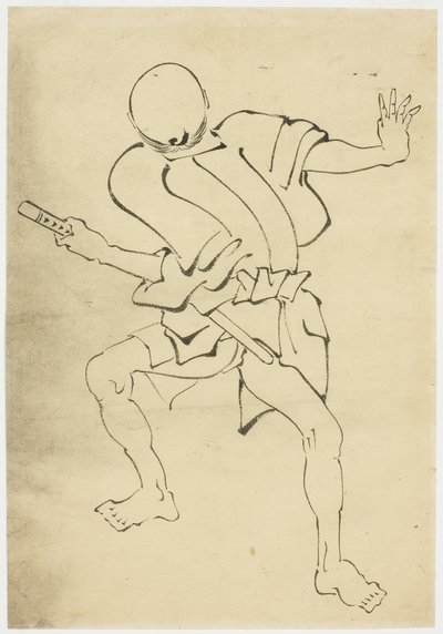 Atendente armado (estudo), c.1815-1849 (tinta no papel) de Katsushika (school of) Hokusai