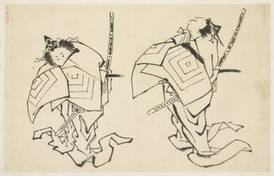 Danjuro V ou VI, Kabuki Actor, em Arigoto Role (dois estudos), c.1815-1849 (tinta no papel) de Katsushika (school of) Hokusai