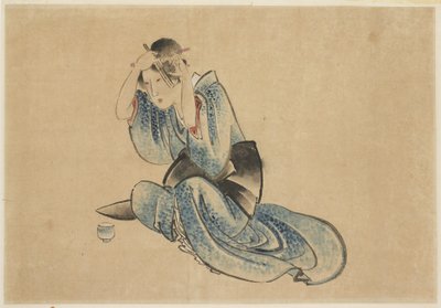 Senhora sentada em seu toalete de Katsushika (school of) Hokusai