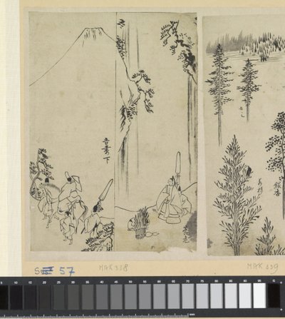 Cavaleiro com comitiva e saudação daimyo de Katsushika Hokusai (possibly)