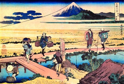 36 vistas do Monte Fuji, Japão : vista de Nakahara na província de Sagami, Japão - Impresso por Katsushika Hokusai (1760-1849) (escola ukiyo-e) 1830-1833 State A Pushkin Museum of Fine Arts, Moscovo de Katsushika Hokusai