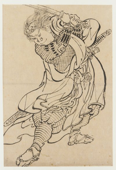 Um guerreiro, final do século 18 e início do século 19. de Katsushika Hokusai