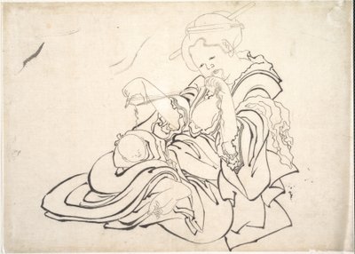 Uma mulher e um bebé de Katsushika Hokusai