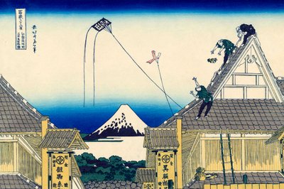 Um esboço da loja Mitsui em Suruga em Edo, 1830-1833. de Katsushika Hokusai