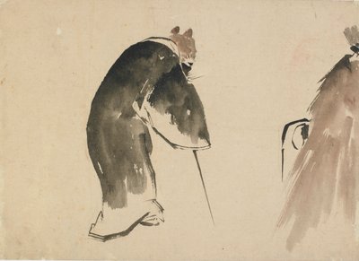 Um rato velho vestido com uma túnica preta, final do século 18 e início do século 19. de Katsushika Hokusai