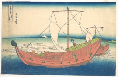 No mar ao largo de Kazusa (Kazusa no kairo), da série «Trinta e seis vistas do Monte Fuji» (Fugaku sanjūrokkei) de Katsushika Hokusai