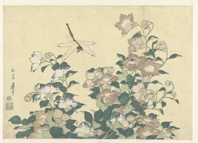 Sino de balão e libélula de Katsushika Hokusai