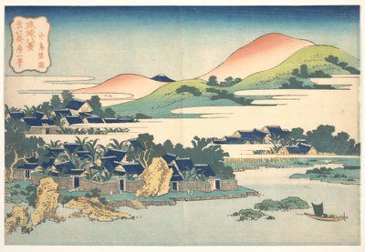 Jardim das Bananeiras em Nakashima (Nakashima shōen), da série «Oito Vistas das Ilhas Ryūkyū» (Ryūkyū hakkei) de Katsushika Hokusai