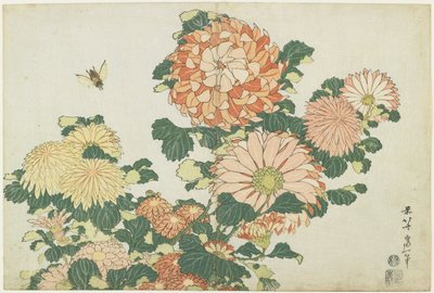 Crisântemos e mosca de cavalo, c. 1832 de Katsushika Hokusai