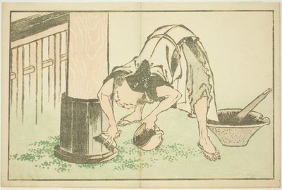Artesão trabalhando no templo, do livro ilustrado de pinturas realistas de Hokusai (Hokusai shashin gafu) de Katsushika Hokusai