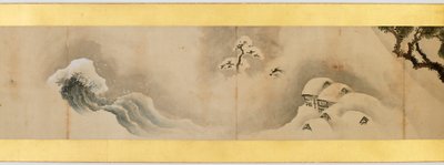 Detalhe do Handscroll com diversas imagens, período Edo, 1839 tinta e cor em papel de Katsushika Hokusai