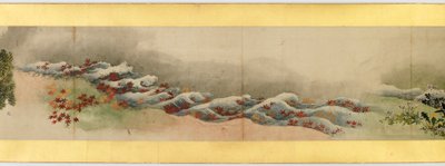 Detalhe do Handscroll com diversas imagens, período Edo, 1839 tinta e cor em papel de Katsushika Hokusai