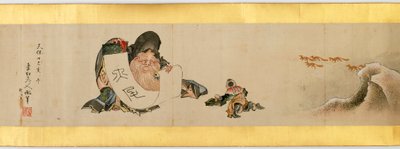 Detalhe do Handscroll com diversas imagens, período Edo, 1839 tinta e cor em papel de Katsushika Hokusai