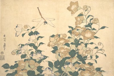 Libélula e Bellflower, final da década de 1820. de Katsushika Hokusai