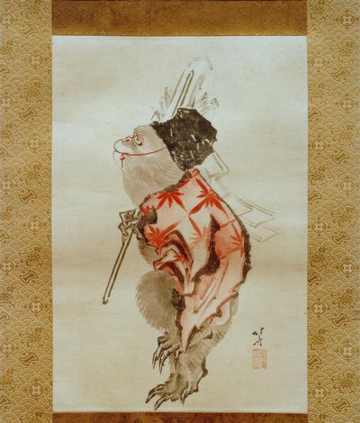 Macaco treinado de Katsushika Hokusai