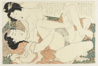 Casal fazendo amor A planta Adonis (título da série) Fukujuso (título da série) de Katsushika Hokusai