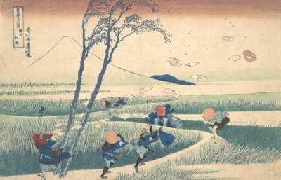 Ejiri na província de Suruga Sunshu Ejiri, da série Trinta e seis vistas do monte ..., ca. 1830-32. de Katsushika Hokusai