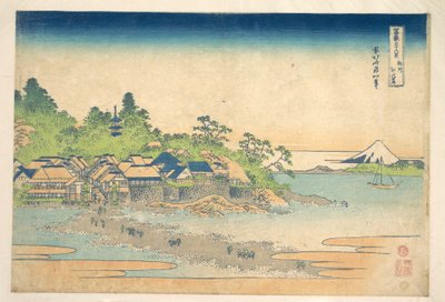 Enoshima, na província de Sagami (Sōshū Enoshima), da série «Trinta e seis vistas do Monte Fuji» (Fugaku sanjūrokkei) de Katsushika Hokusai