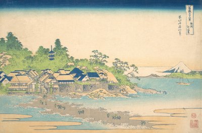 Enoshima na província de Sagami Soshu Enoshima, da série Trinta e seis vistas de M..., ca. 1830-32. de Katsushika Hokusai
