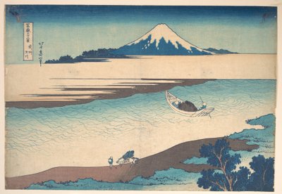 Fuji — O rio Tama, província de Musashi, da série «Trinta e seis vistas do Monte Fuji» (Fugaku sanjūrokkei) de Katsushika Hokusai