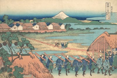 Membro do Fuji Seien Tejis Tanse de Senju P Air Slequar Hand r Senju Com um pouco de dano. .. .. , mosquito. 1830-32. de Katsushika Hokusai