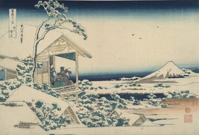 O Monte Fuji visto de Koishikawa numa manhã nevada, da série «Trinta e seis vistas do Monte Fuji» de Katsushika Hokusai