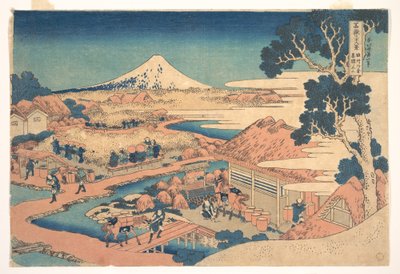 O Monte Fuji visto dos campos de chá de Katakura, em Suruga (Sunshū Katakura chaen no Fuji), da série «Trinta e seis vistas do Monte Fuji» (Fugaku sanjūrokkei) de Katsushika Hokusai
