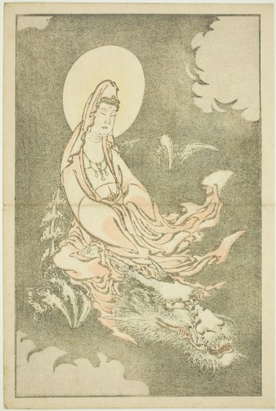 Deusa montando um dragão, do livro ilustrado de pinturas realistas de Hokusai (Hokusai shashin gafu) de Katsushika Hokusai