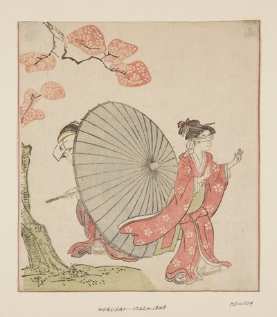 Hide and Seek (impressão em bloco de madeira a cores) de Katsushika Hokusai