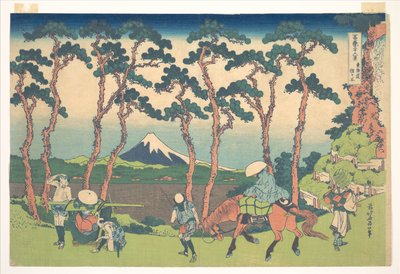Hodogaya na Tōkaidō (Tōkaidō Hodogaya), da série «Trinta e seis vistas do Monte Fuji» (Fugaku sanjūrokkei) de Katsushika Hokusai