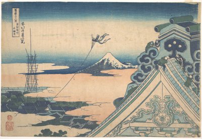 Honganji em Asakusa, em Edo (Tōto Asakusa Honganji), da série «Trinta e seis vistas do Monte Fuji» (Fugaku sanjūrokkei) de Katsushika Hokusai