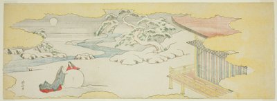 Ilustração de O Sino Azul (Asagao), Capítulo 20 do Conto de Genji (Genji monogatari) de Katsushika Hokusai