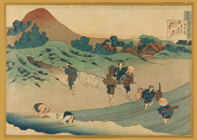 Jito Tenno (Pano de Tingimento dos Trabalhadores), de Hyakunin Isshu ubaga Etoki (Os Cem Poemas Explicados pela Enfermeira) de Katsushika Hokusai