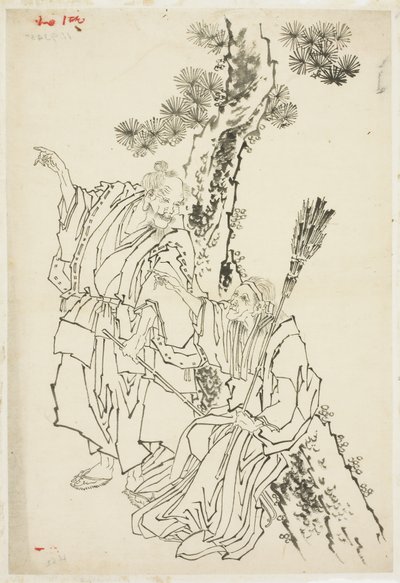 Jo e Uba; Tema de Takasago, ca. 1815-49 (tinta no papel) de Katsushika Hokusai