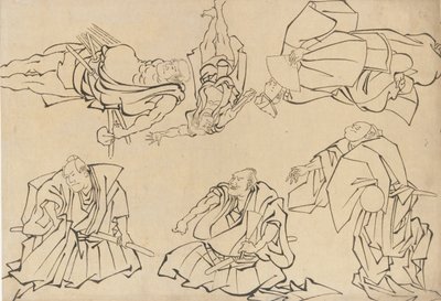 Atores Kabuki, final do século 18 e início do século 19. de Katsushika Hokusai
