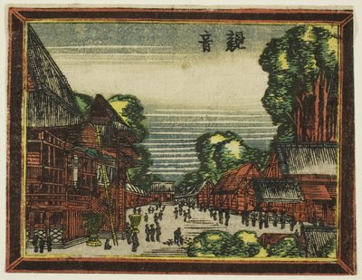 Kannon Temple (Kannon), da série Dutch-style Pictures: Eight Views of Edo (Oranda gakyo Edo hakkei) de Katsushika Hokusai